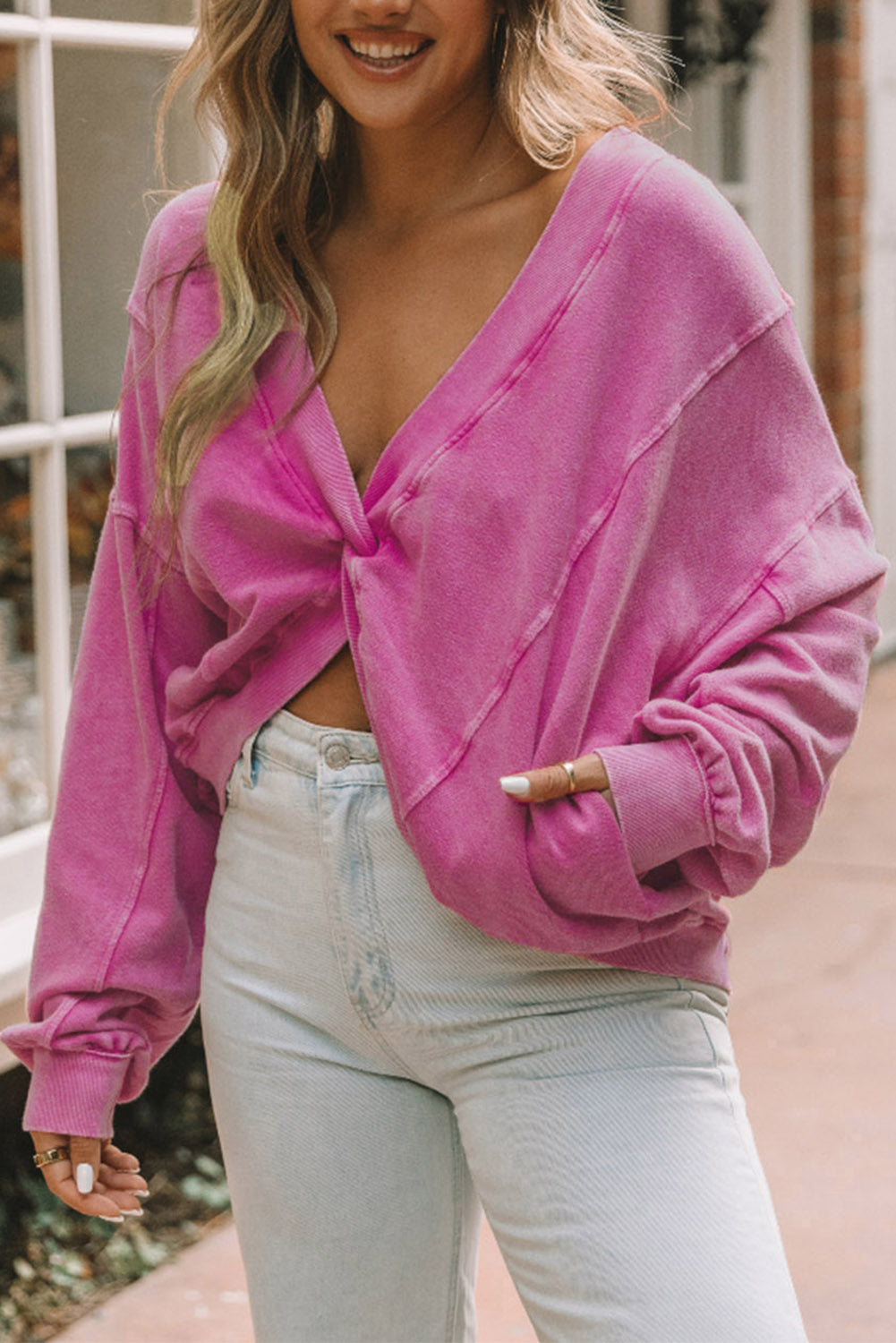 Azura Exchange Twist Open Back Oversized Sweatshirt - L Main image