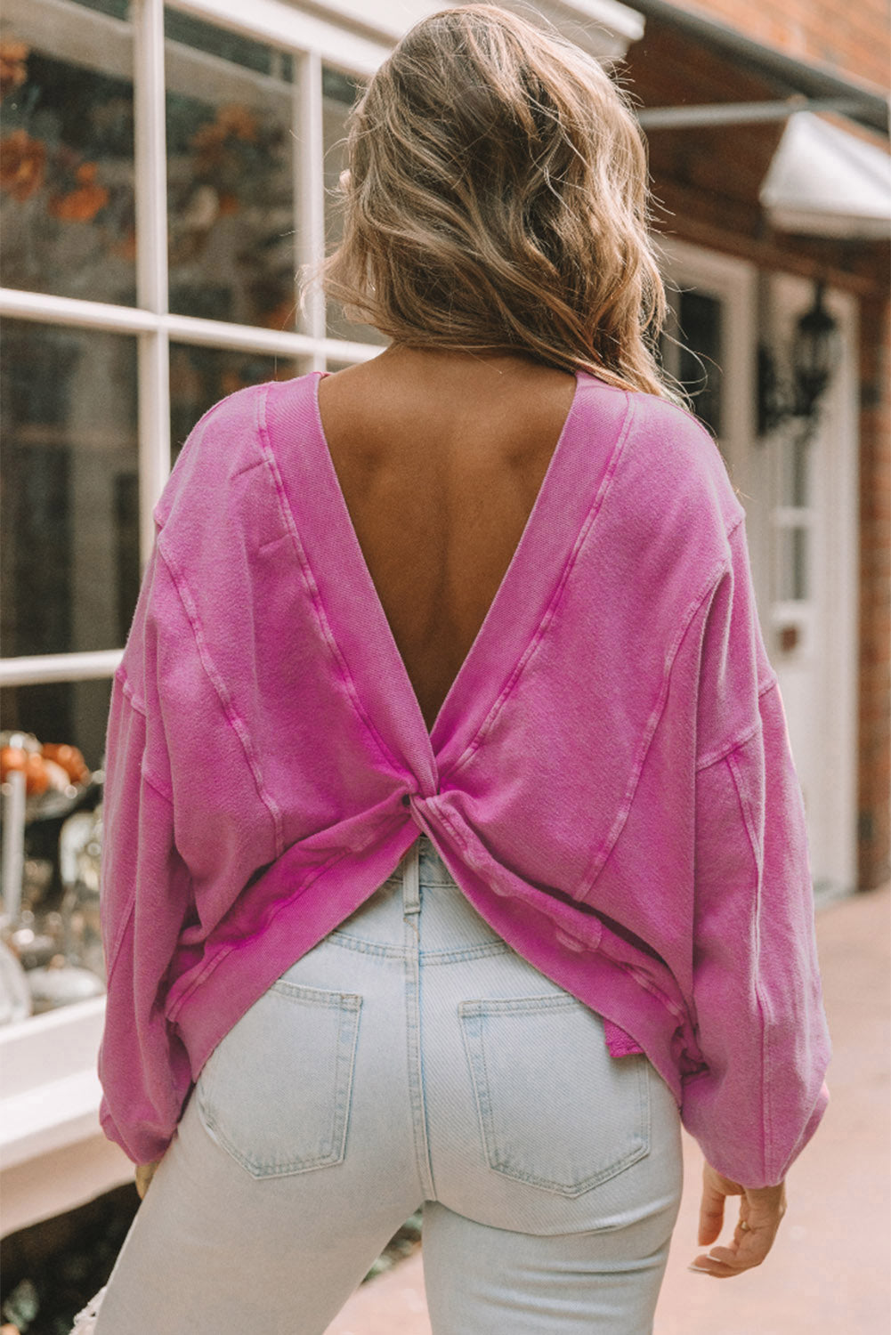 Azura Exchange Twist Open Back Oversized Sweatshirt - XL Secondary image