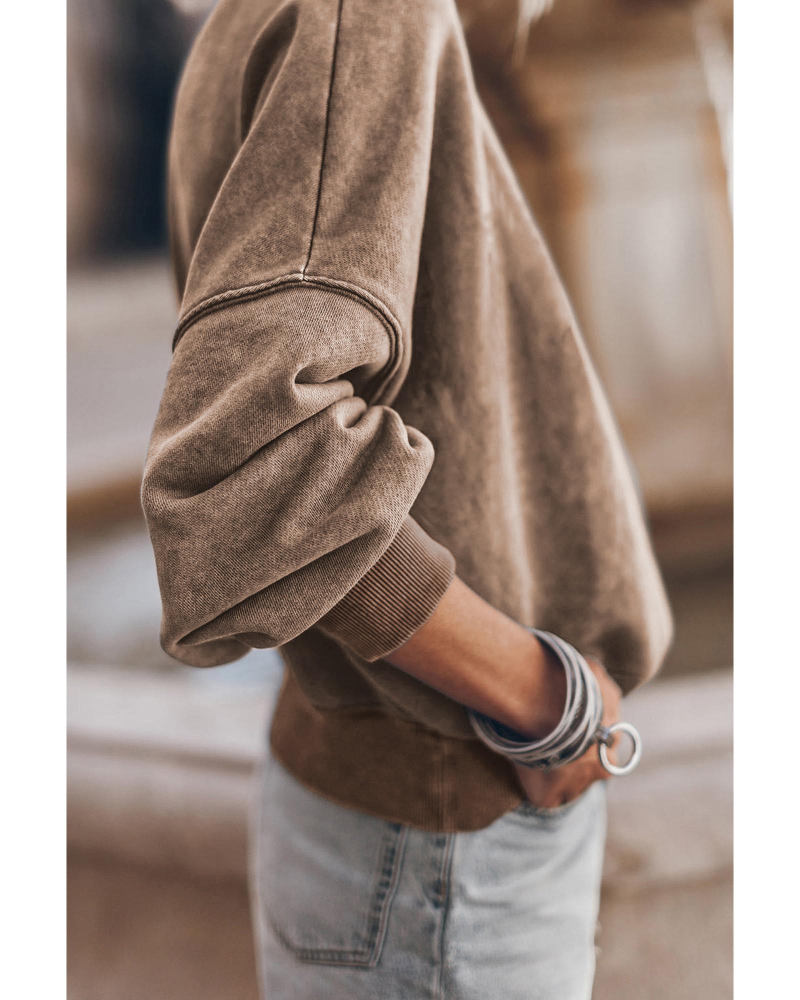 Azura Exchange Relaxed Brown Crew Neck Sweatshirt with Drop Shoulder Design - 2XL Secondary image