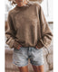 Azura Exchange Relaxed Brown Crew Neck Sweatshirt with Drop Shoulder Design - S