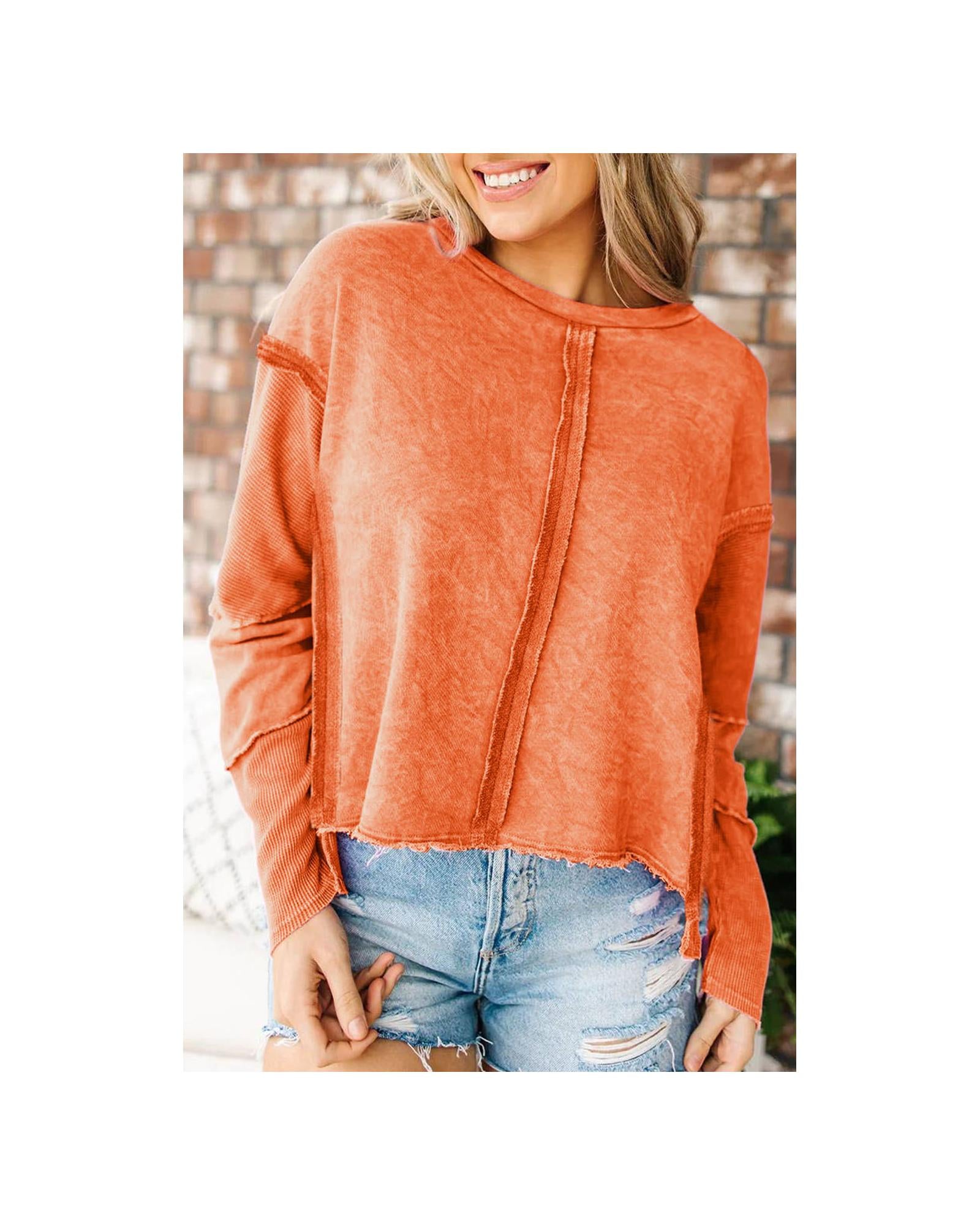 Azura Exchange Exposed Seamed High Low Raw Edge Sweatshirt - L Main image
