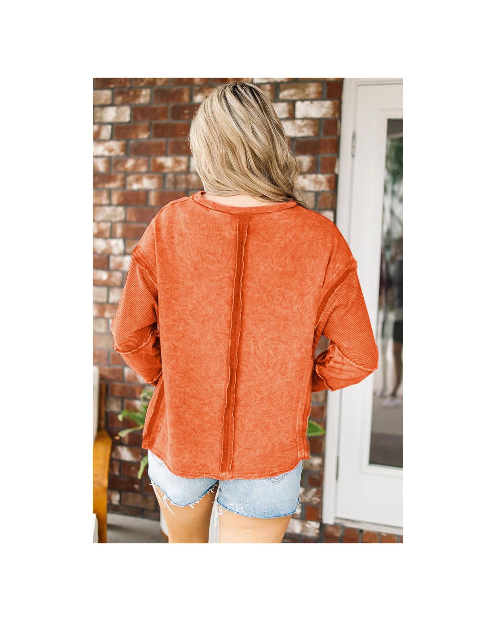 Azura Exchange Exposed Seamed High Low Raw Edge Sweatshirt - L Secondary image
