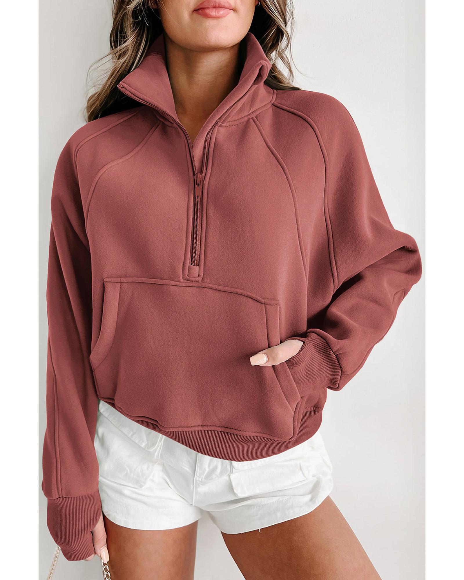 Azura Exchange Stand Collar Ribbed Sleeve Sweatshirt - S Main image
