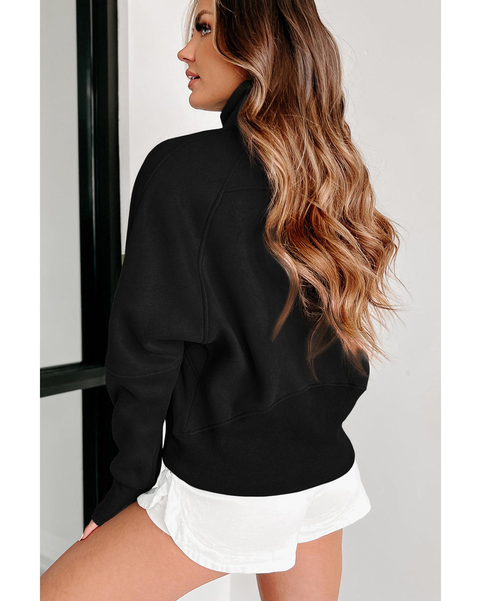 Azura Exchange Black Ribbed Thumbhole Sleeve Sweatshirt - L Secondary image
