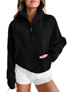 Azura Exchange Black Ribbed Thumbhole Sleeve Sweatshirt - S