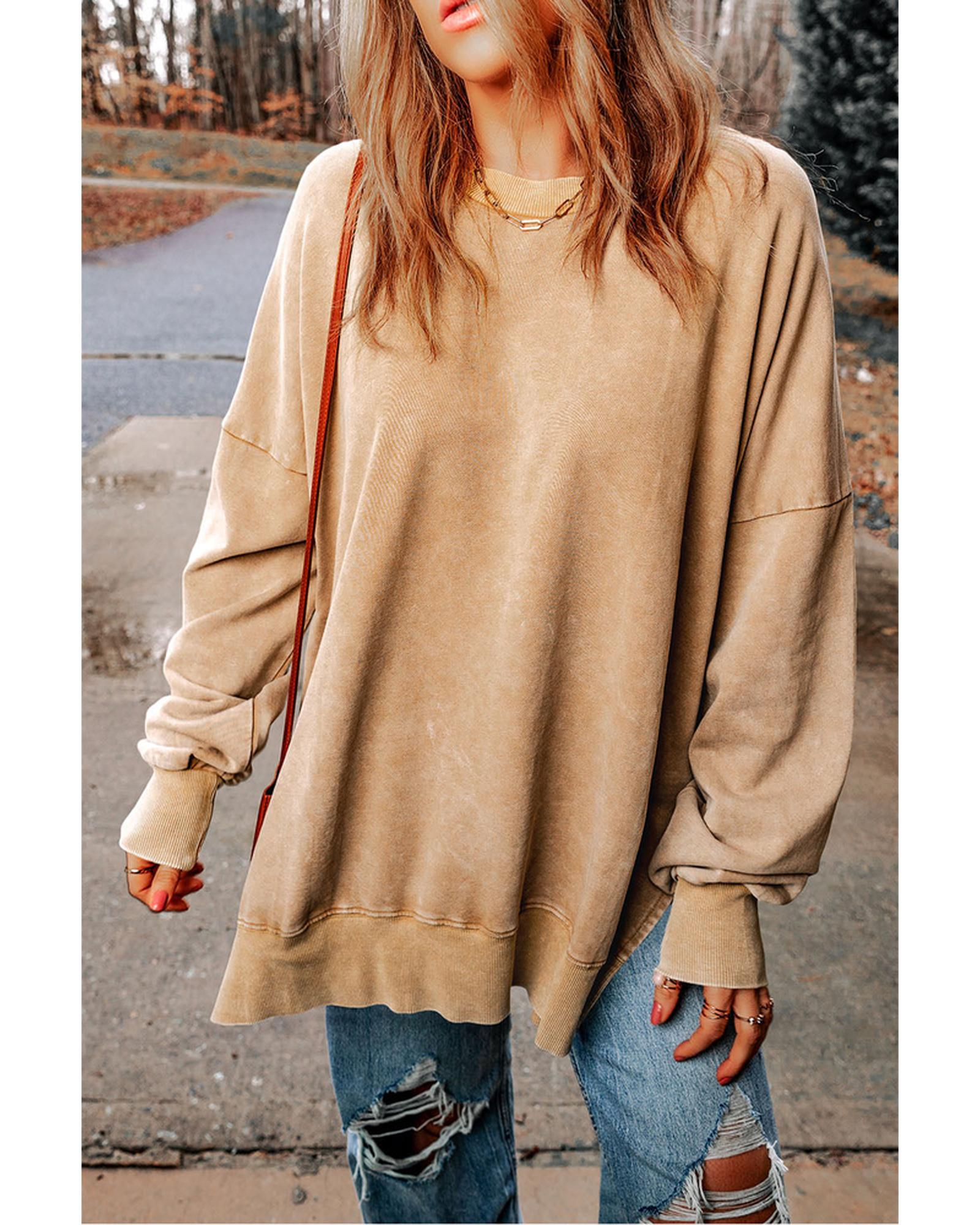 Azura Exchange Oversized Khaki Drop Shoulder Sweatshirt - L Main image