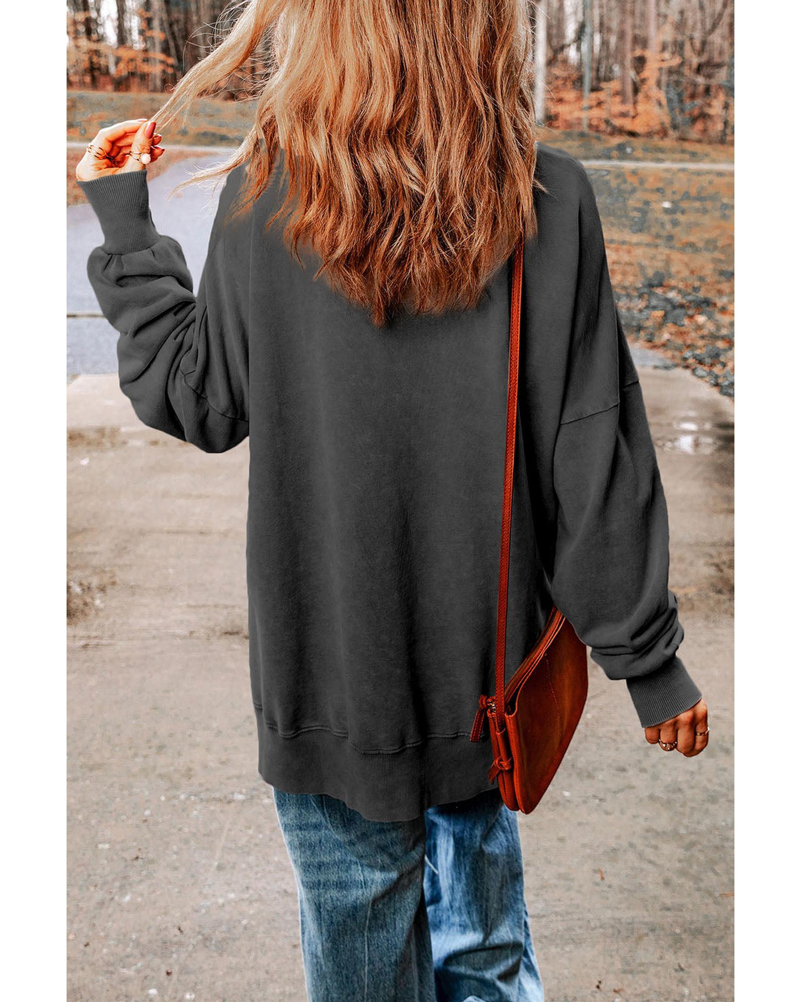 Azura Exchange Oversized Ribbed Trim Sweatshirt - M Secondary image