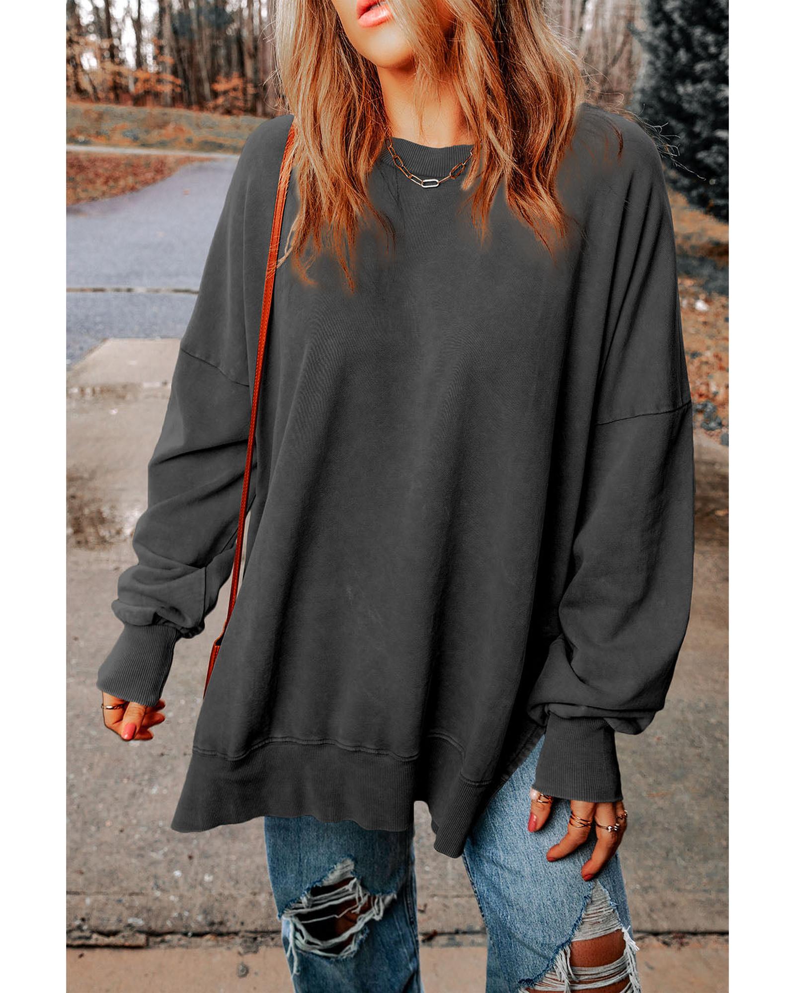 Azura Exchange Oversized Ribbed Trim Sweatshirt - S Main image