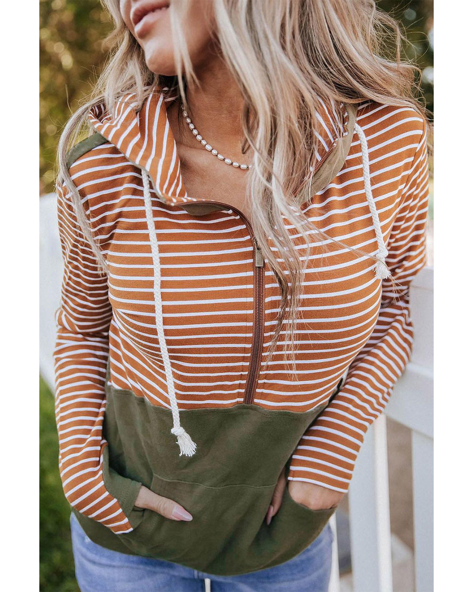 Azura Exchange Color Block Patchwork Thumbhole Sleeve Hoodie - M Main image