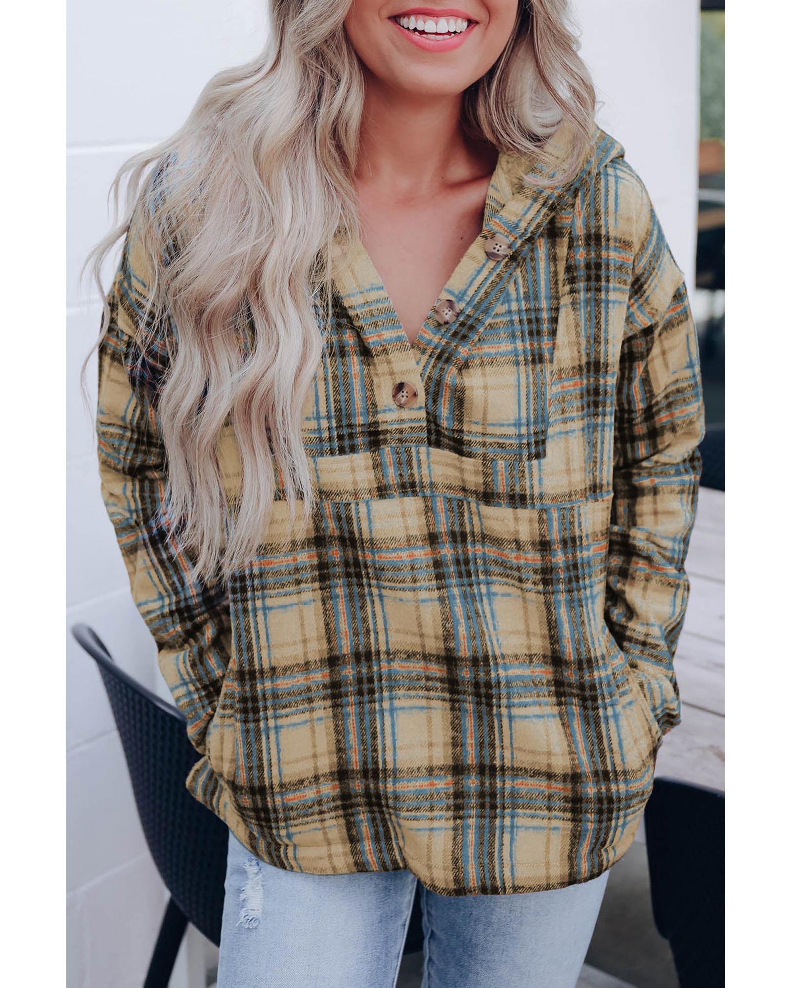 Azura Exchange Button Neck Pocketed Pullover Hoodie - S Main image