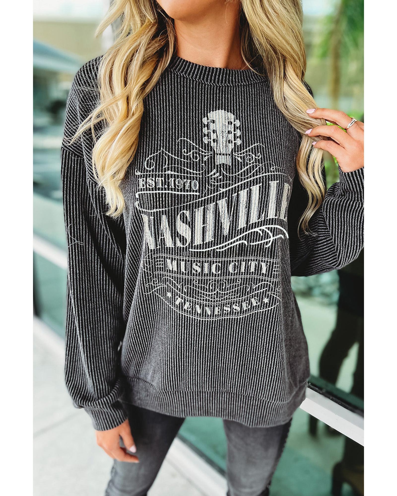 Azura Exchange NASHVILLE MUSIC CITY Corded Graphic Sweatshirt - L Main image