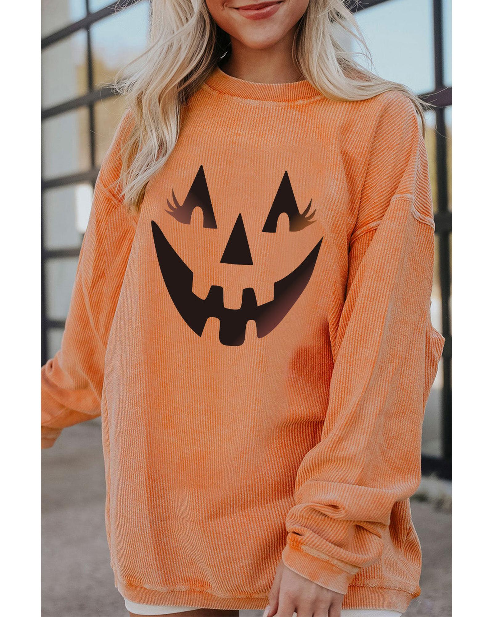 Azura Exchange Pumpkin Smile Face Graphic Sweatshirt - L Secondary image