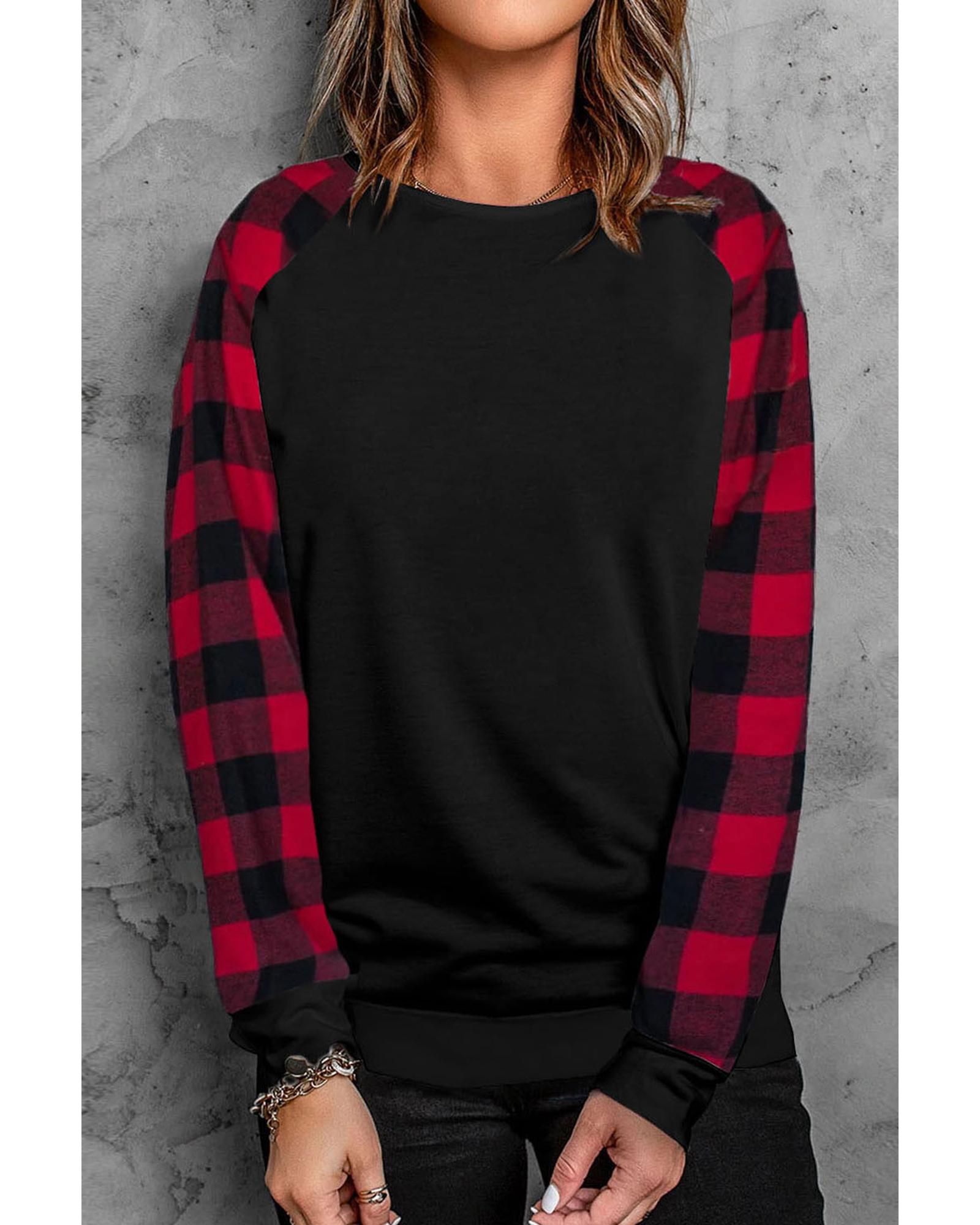 Azura Exchange Plaid Long Sleeve Sweatshirt - S Main image