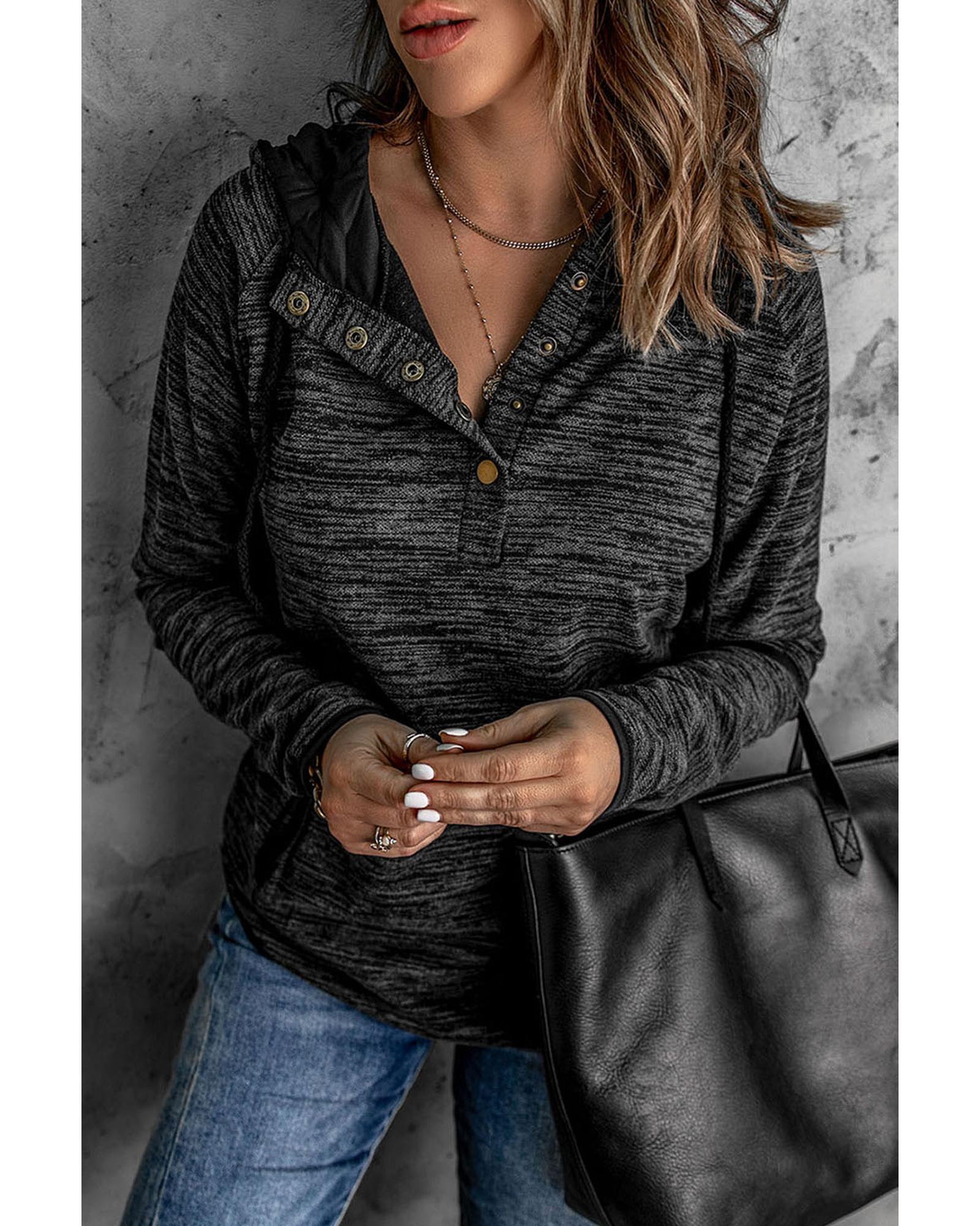 Azura Exchange Button Snap Neck Pullover Hoodie - L Main image