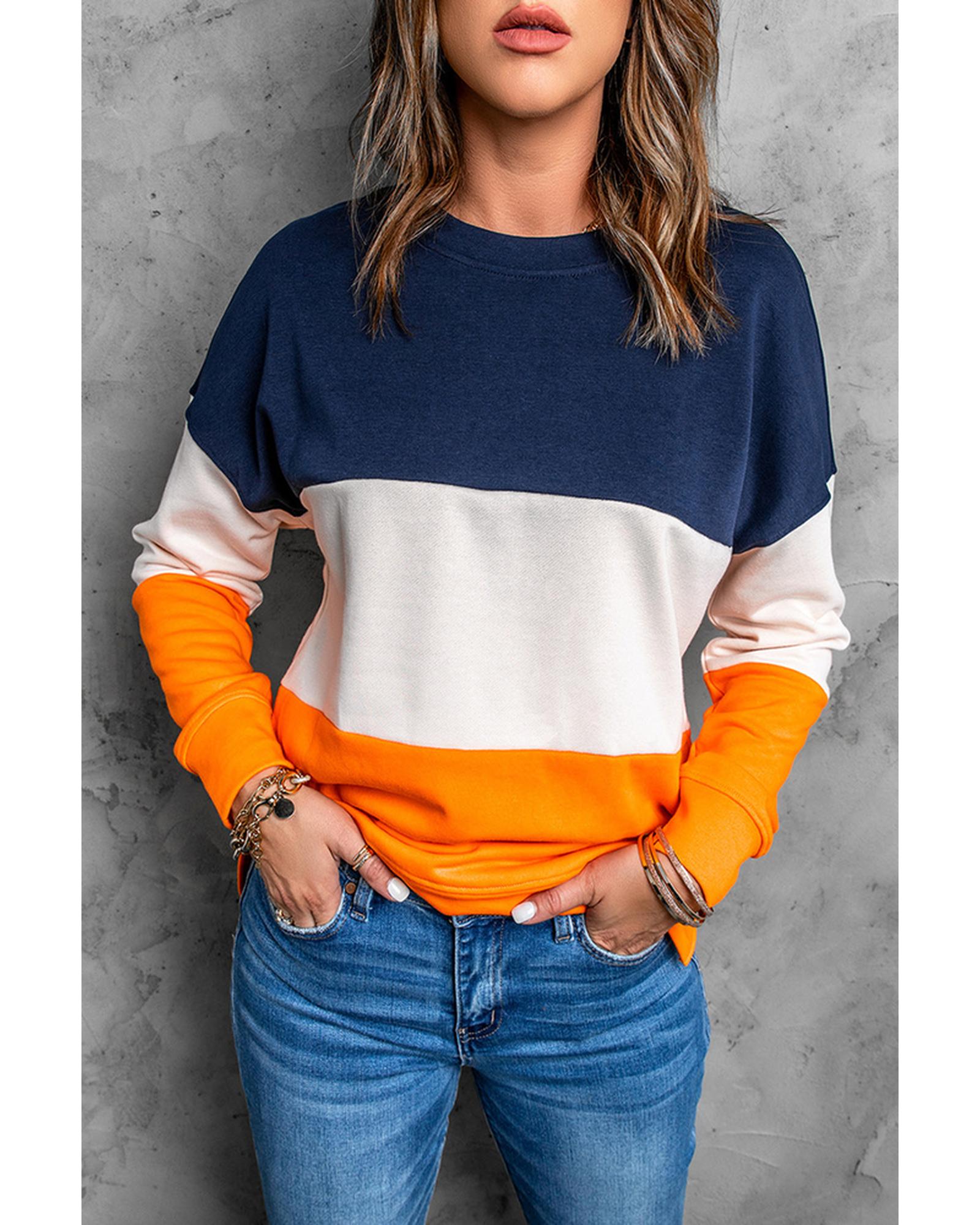 Azura Exchange Colorblock Sweatshirt with Contrast Stitching and Slits - M Main image