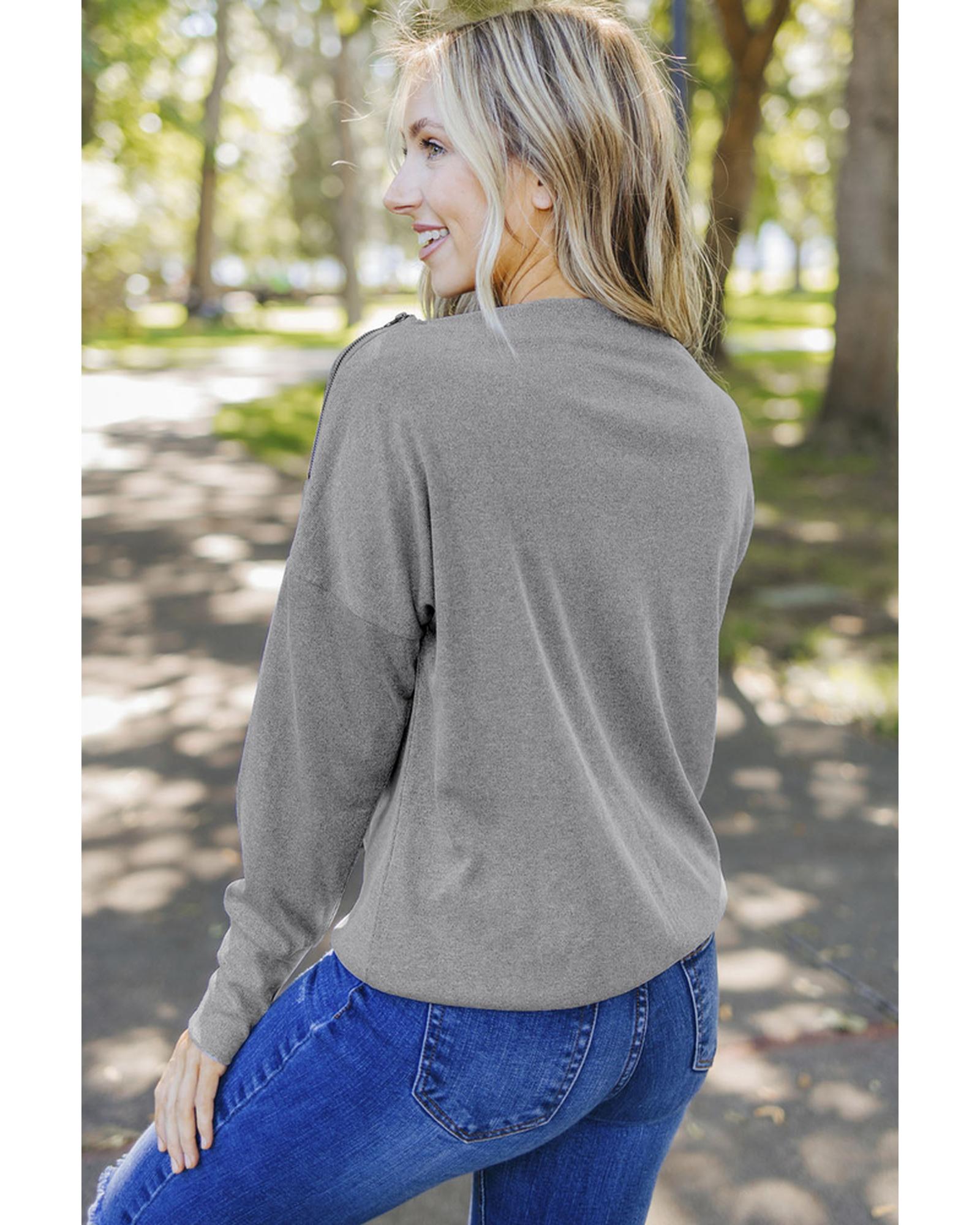 Azura Exchange Ribbed Zip Knit Top - 2XL Secondary image