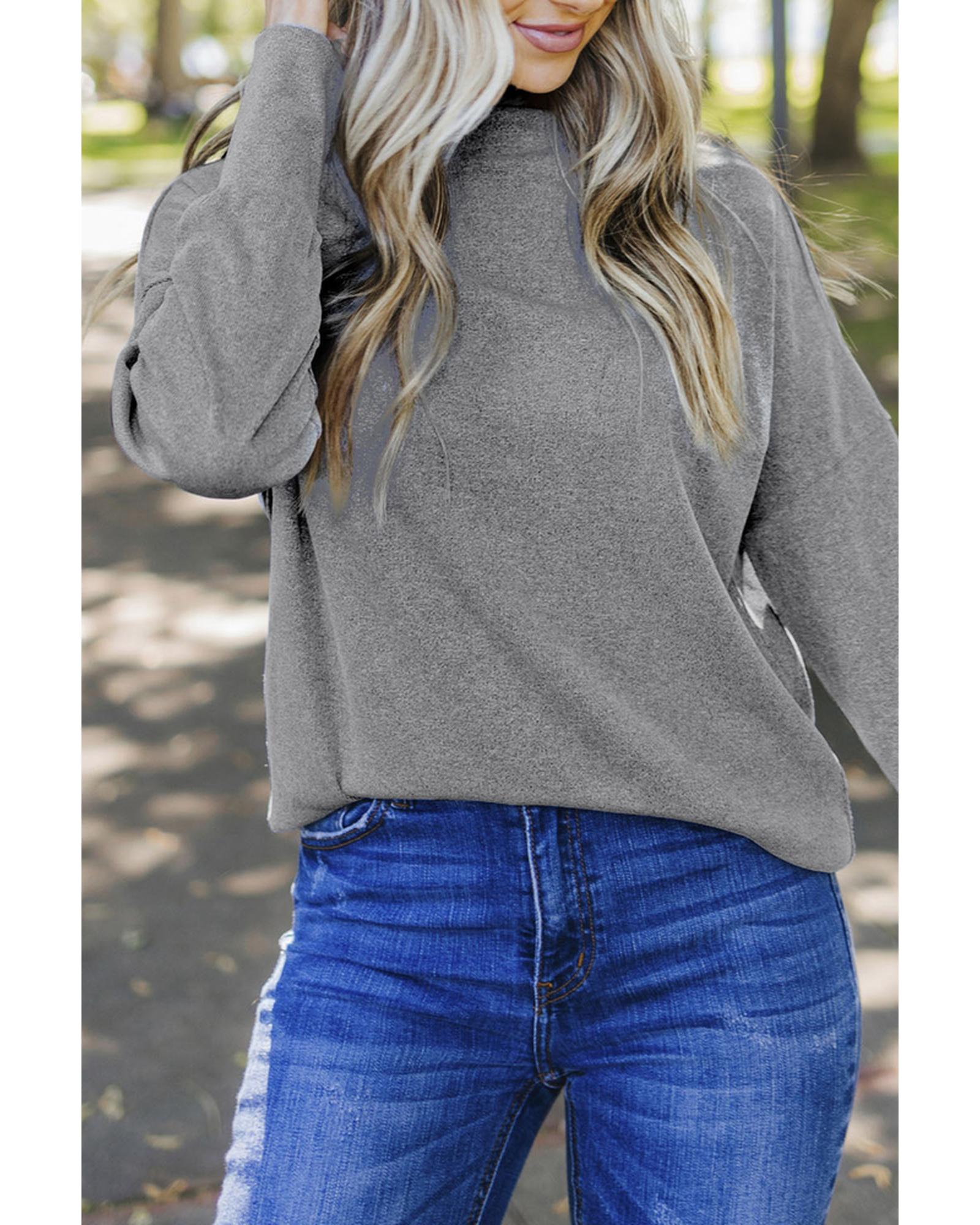 Azura Exchange Ribbed Zip Knit Top - L Main image