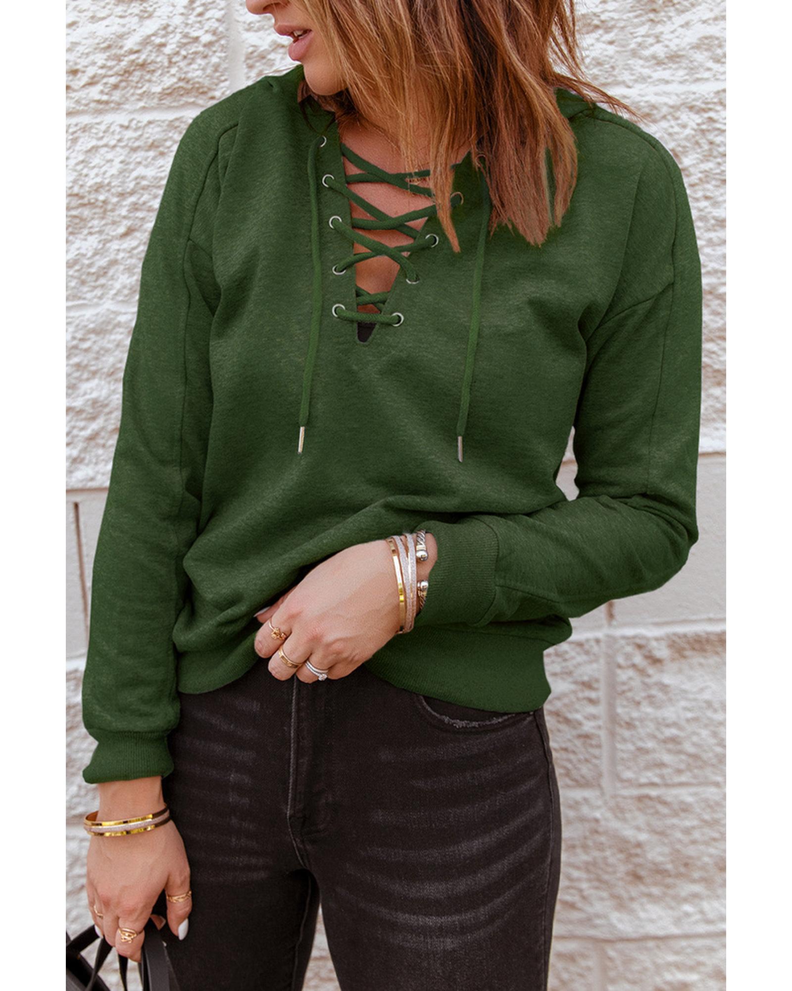Azura Exchange Solid Color Lace-up Hoodie - L Main image