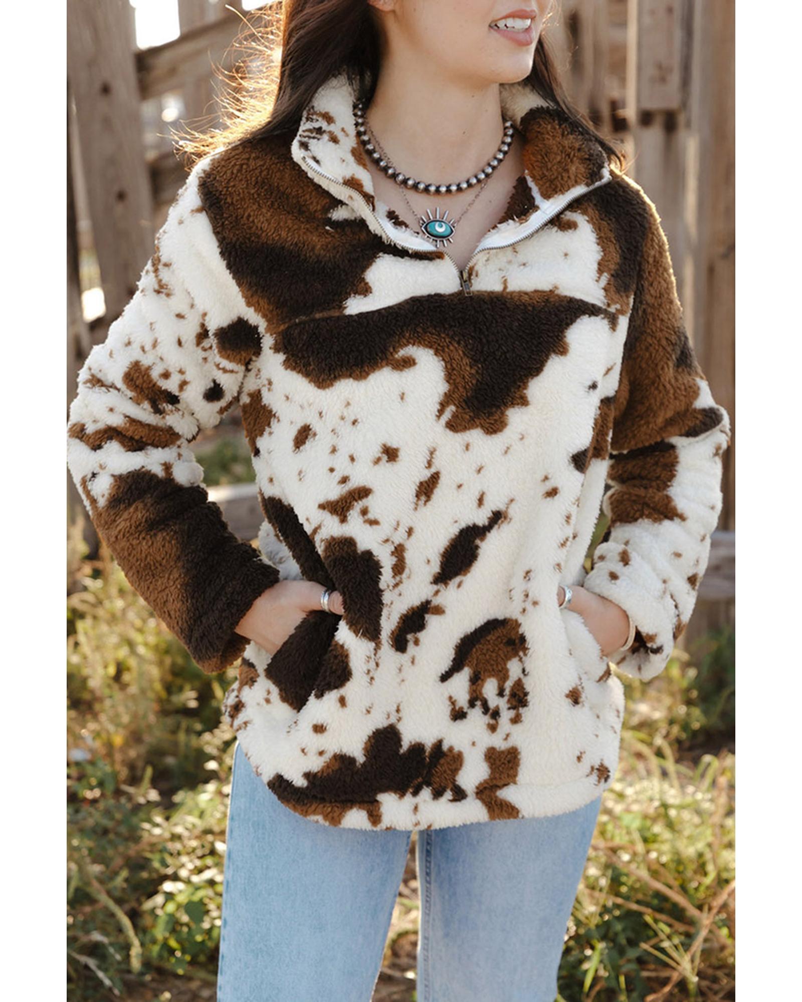 Azura Exchange Cow Print Fleece Sweatshirt - M Main image