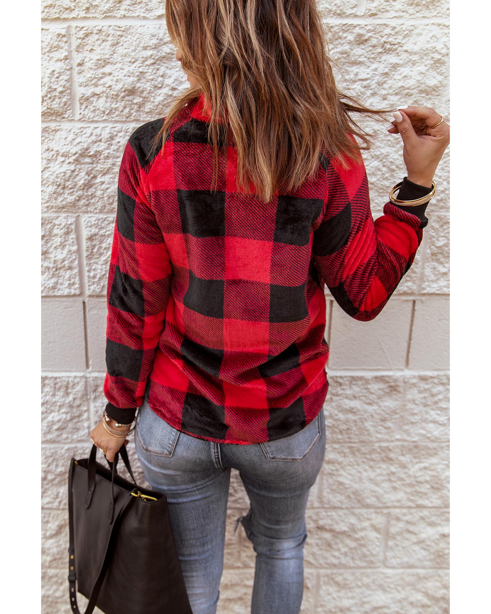 Azura Exchange Plaid Paneled Sweatshirt - M Secondary image