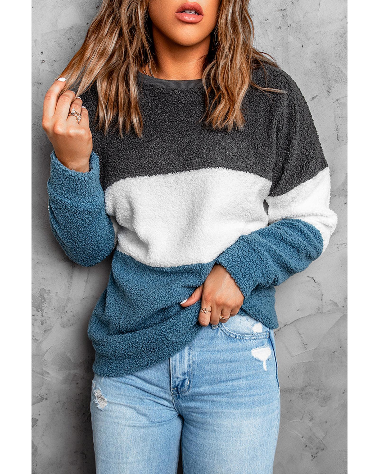 Azura Exchange Colorblock Plush Sweatshirt - S Main image