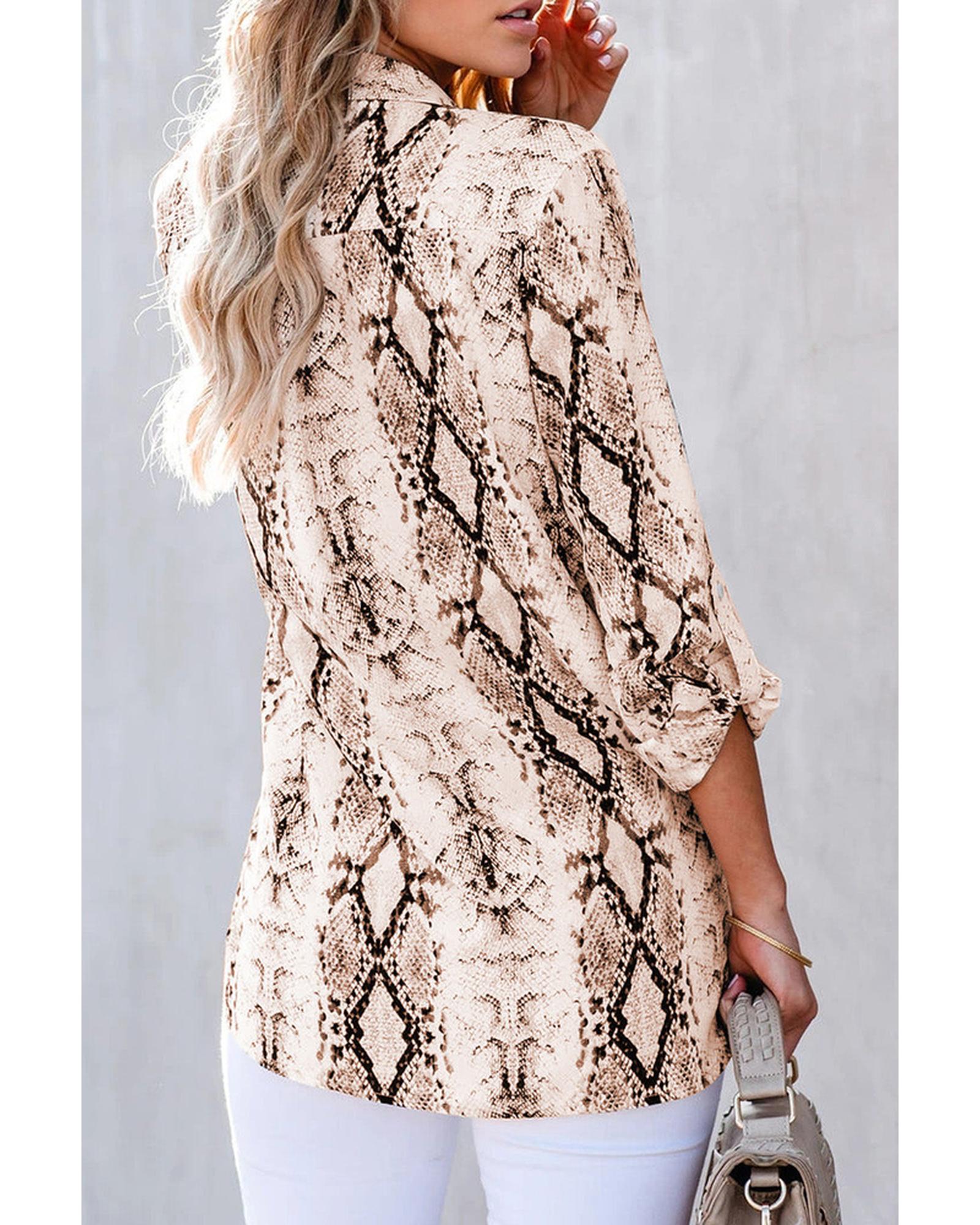 Azura Exchange Snake Print Shirt with Pockets - L Main image