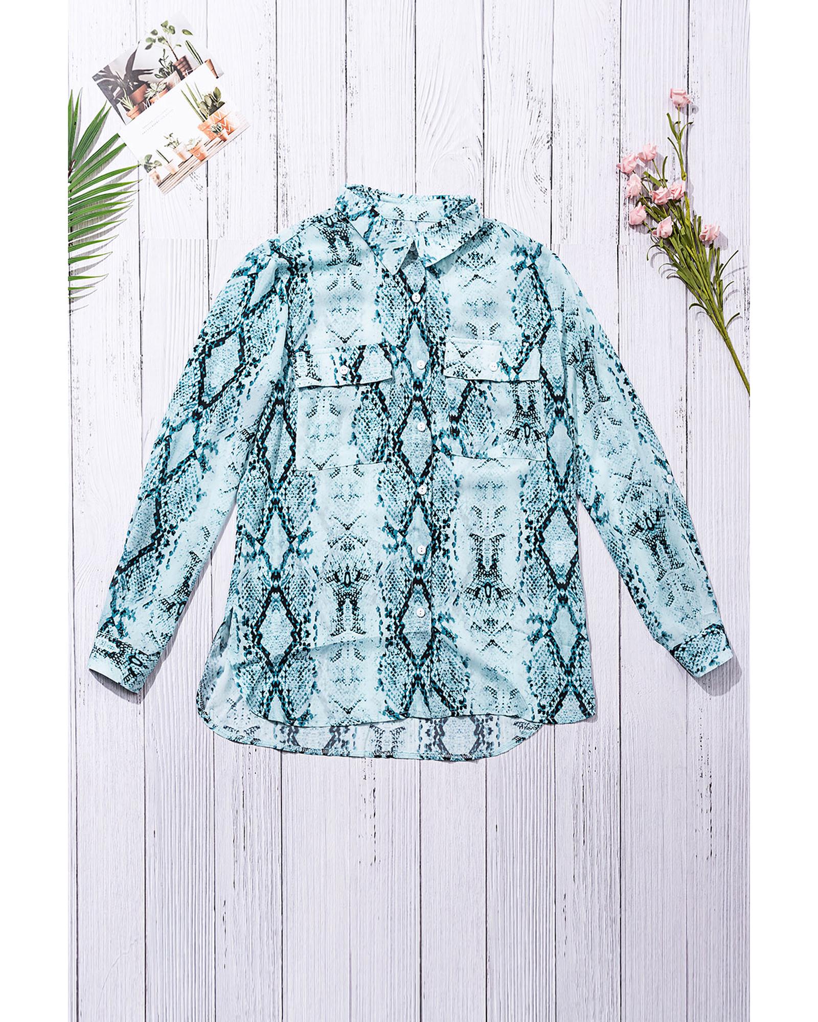 Azura Exchange Snake Print Shirt with Pockets - 2XL Secondary image