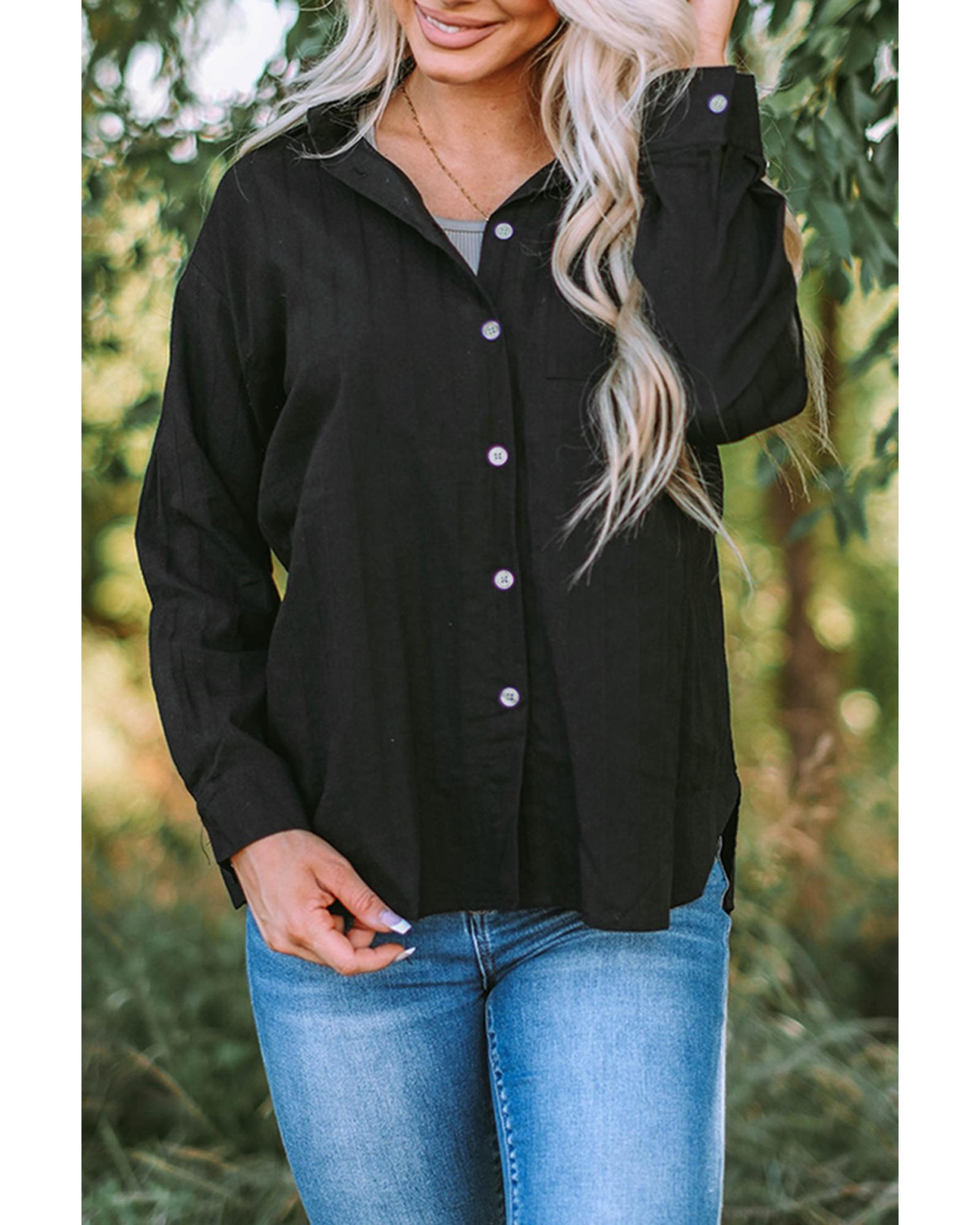 Azura Exchange Buttoned Pocket Long Sleeve Shirt - S Main image