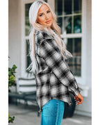 Azura Exchange Plaid Buttons Pocketed Shacket - S