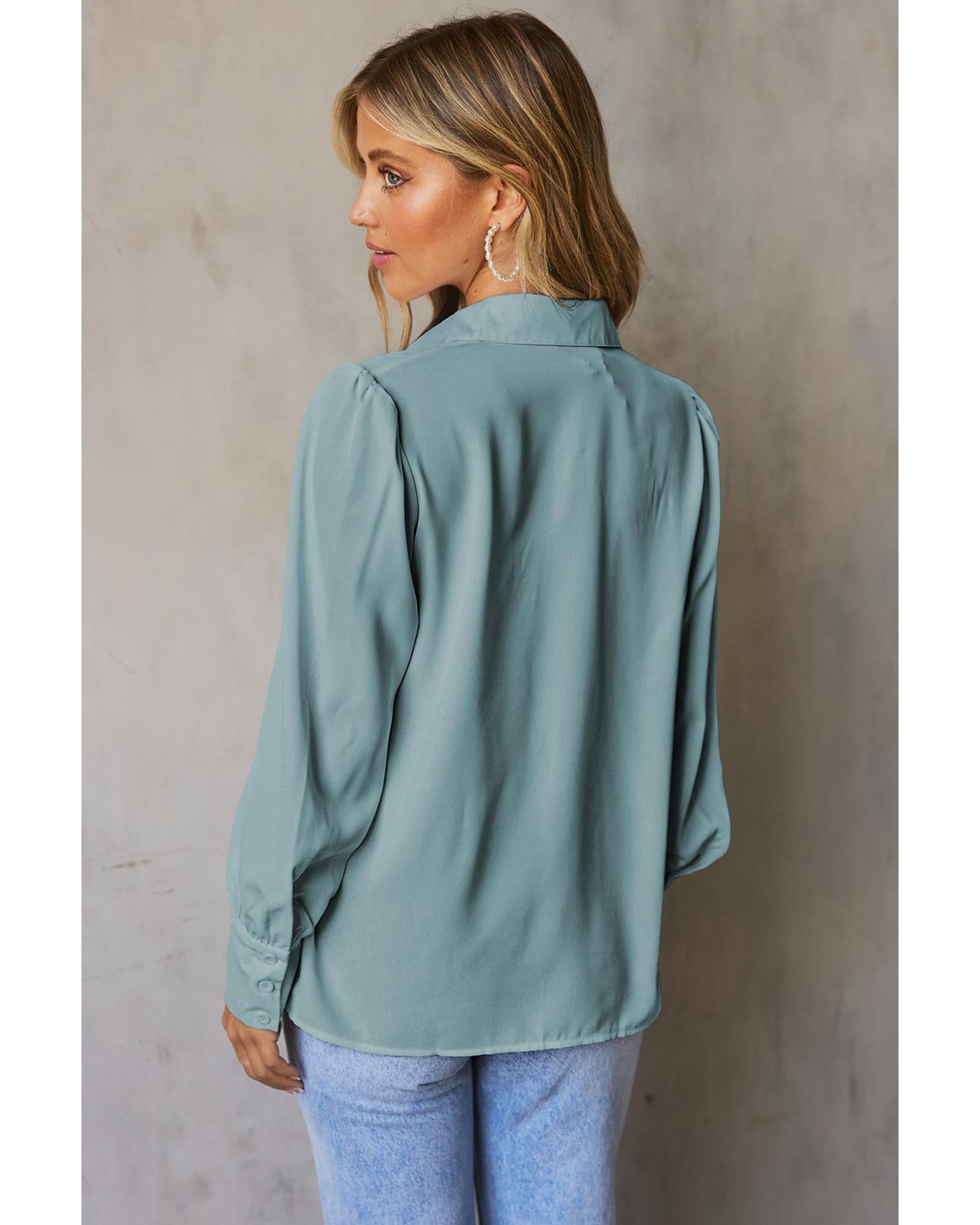 Azura Exchange Button Up Puff Sleeve Blouse - L Secondary image