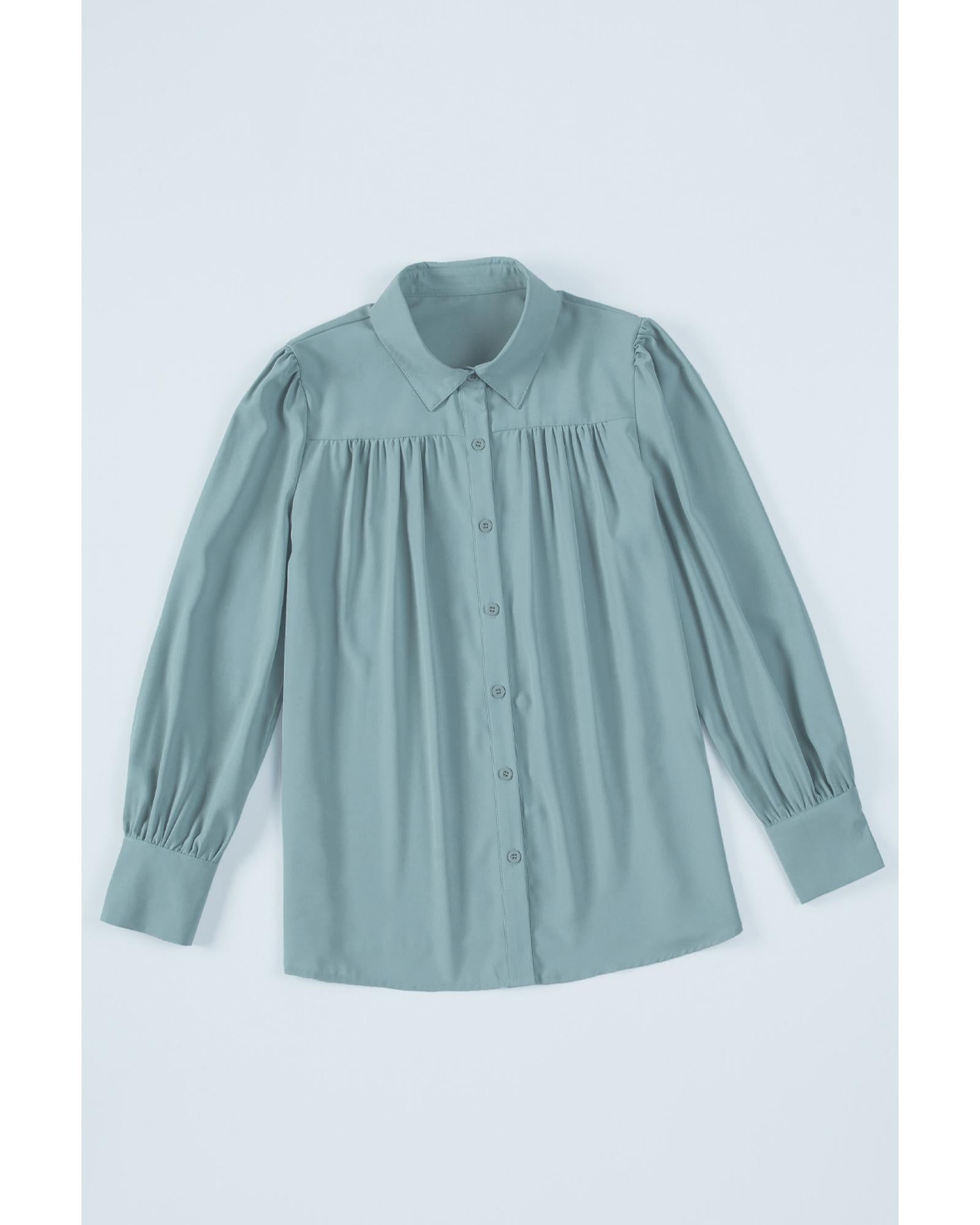 Azura Exchange Button Up Puff Sleeve Blouse - L