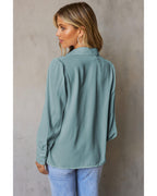 Azura Exchange Button Up Puff Sleeve Blouse - S