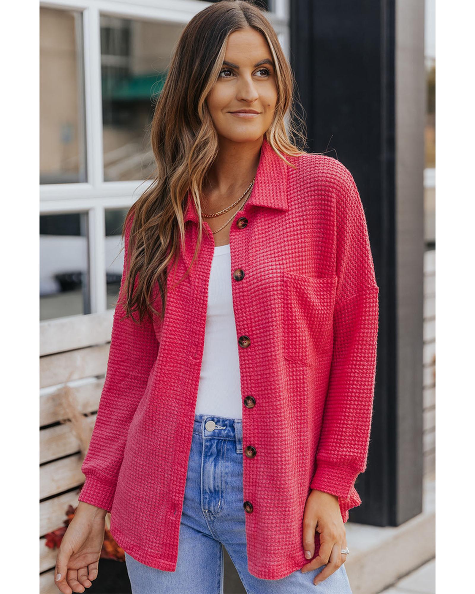 Azura Exchange Button Up Waffle Knit Casual Shirt - M Main image