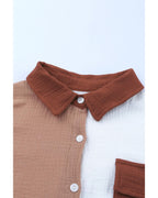 Azura Exchange Textured Color Block Long Sleeve Shirt with Pocket - 2XL