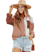 Azura Exchange Textured Color Block Long Sleeve Shirt with Pocket - 2XL