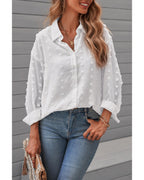 Azura Exchange Button Fuzzy Polka Dot Shirt - L