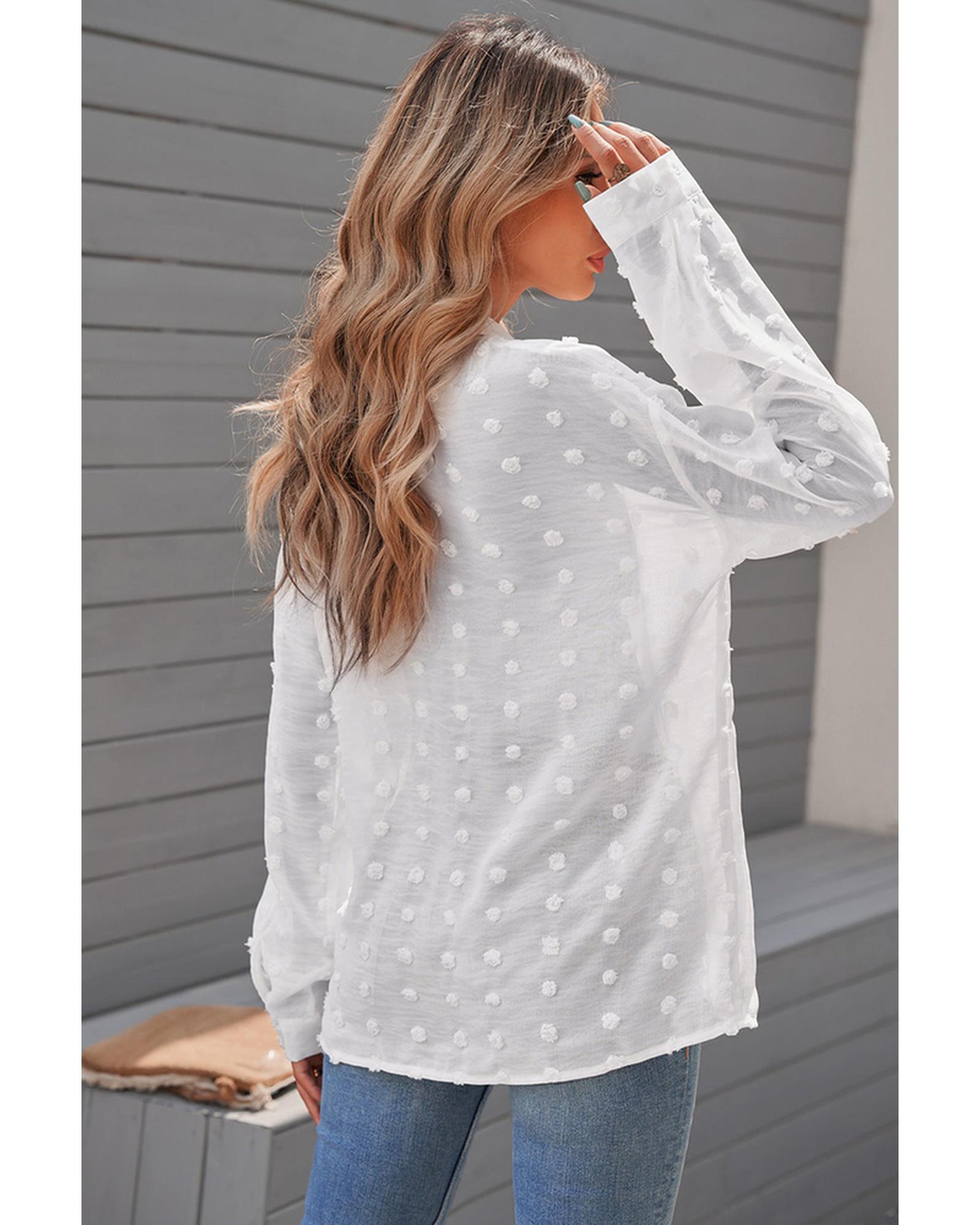 Azura Exchange Button Fuzzy Polka Dot Shirt - M Secondary image