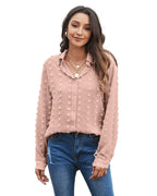 Azura Exchange Button Fuzzy Polka Dot Shirt - M