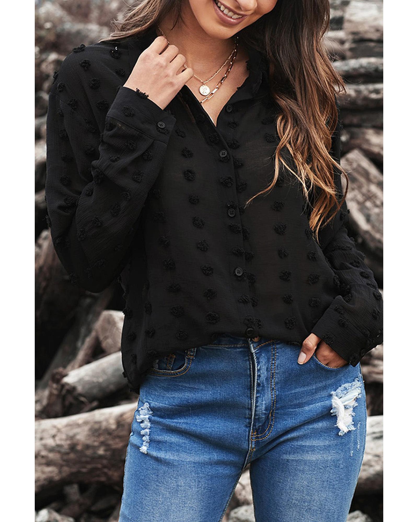 Azura Exchange Polka Dot Long Sleeve Button Shirt - 2XL Main image