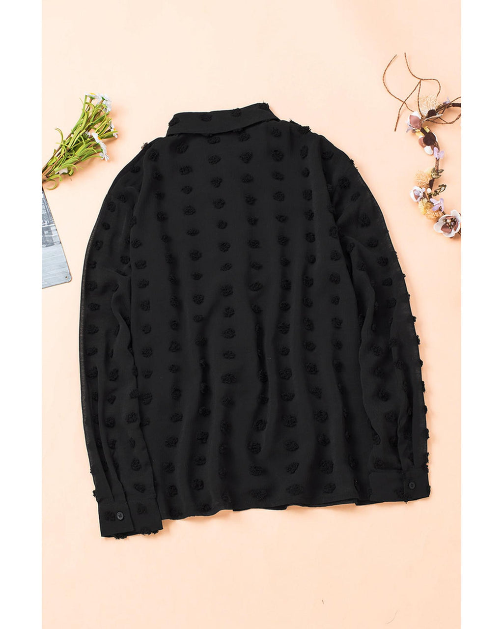 Azura Exchange Polka Dot Long Sleeve Button Shirt - L