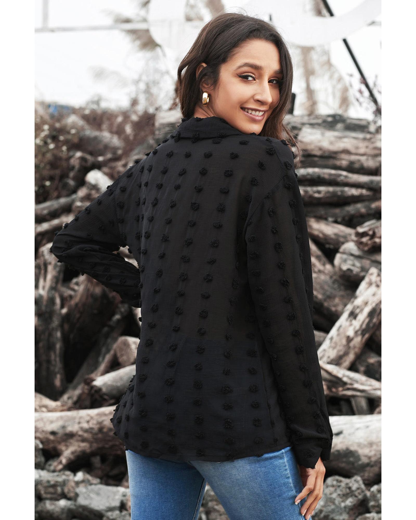 Azura Exchange Polka Dot Long Sleeve Button Shirt - S Secondary image