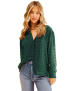 Azura Exchange Button Fuzzy Polka Dot Shirt - 2XL