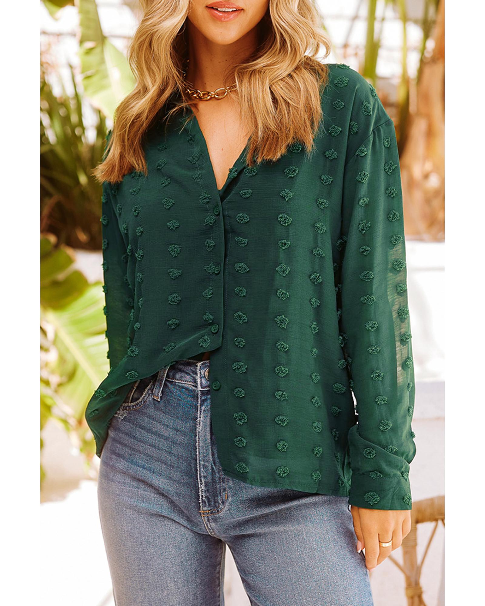 Azura Exchange Button Fuzzy Polka Dot Shirt - XL Main image