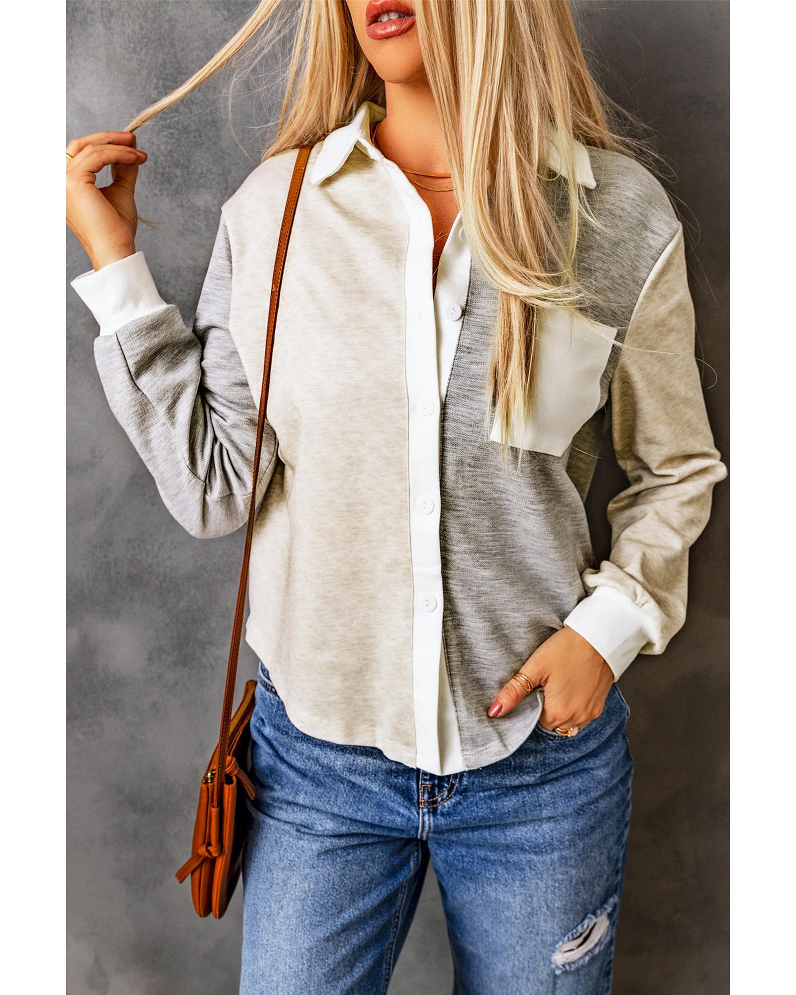 Azura Exchange Colorblock Knit Shirt with Contrast Trim - XL Main image