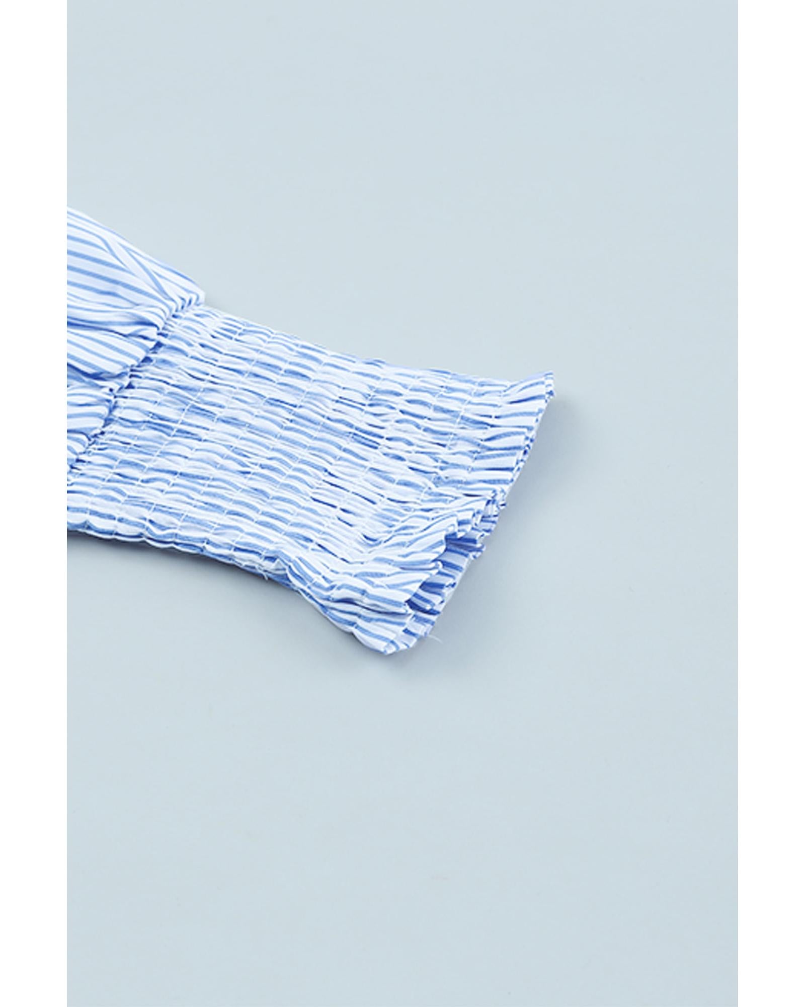 Azura Exchange Striped Boyfriend Shirt with Smocked Cuffs and Pocket - XL
