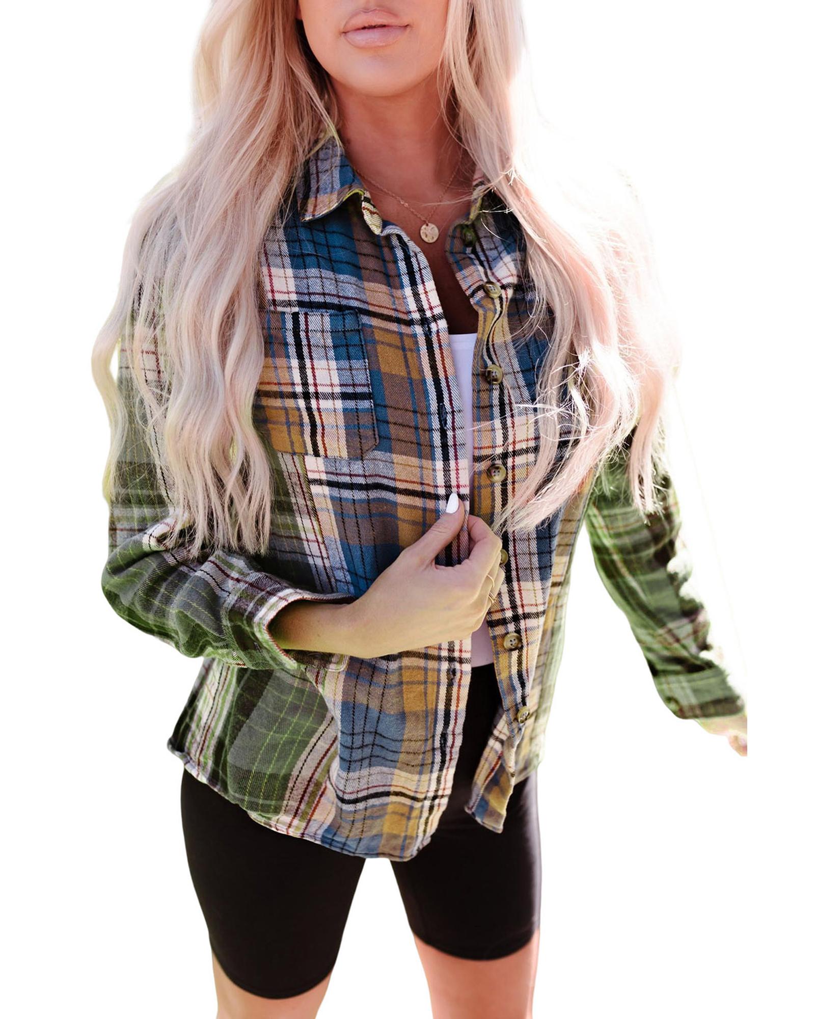 Azura Exchange Button Up Plaid Shacket - XL