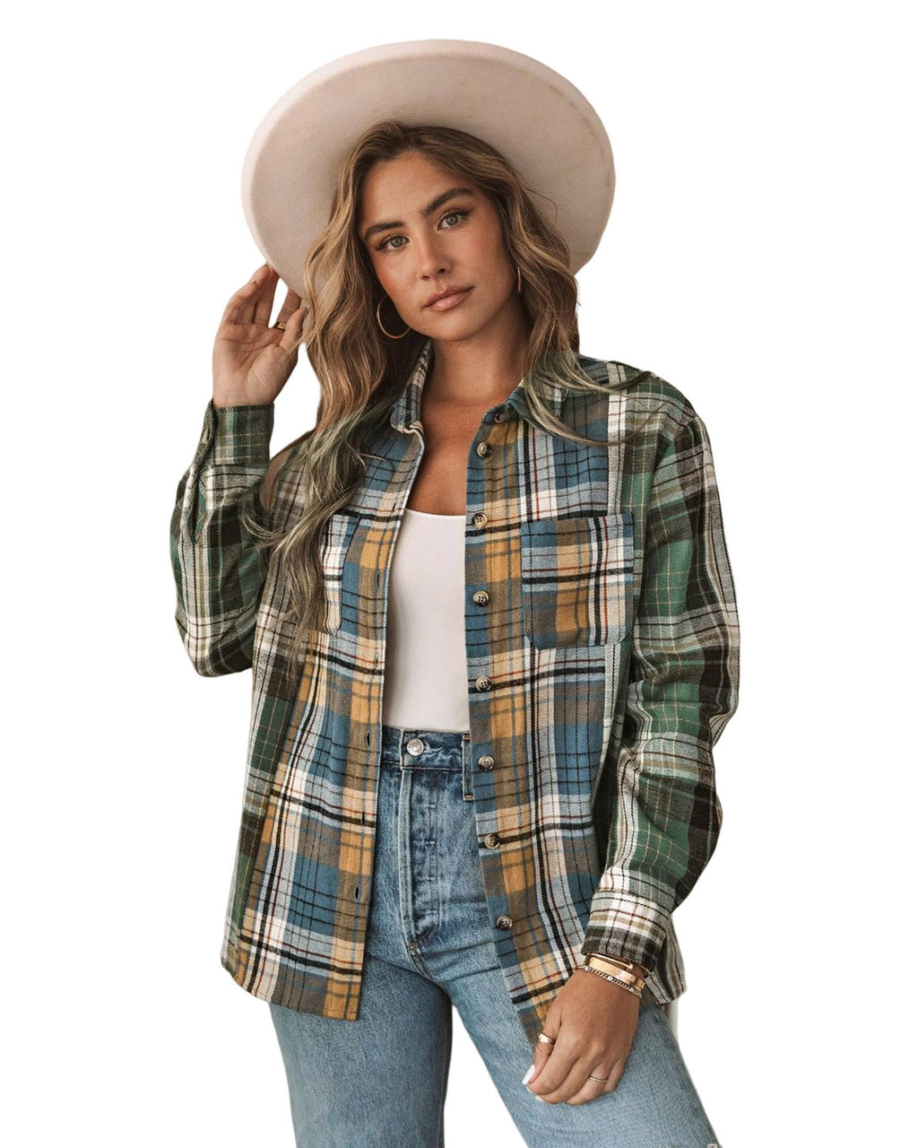Azura Exchange Button Up Plaid Shacket - XL