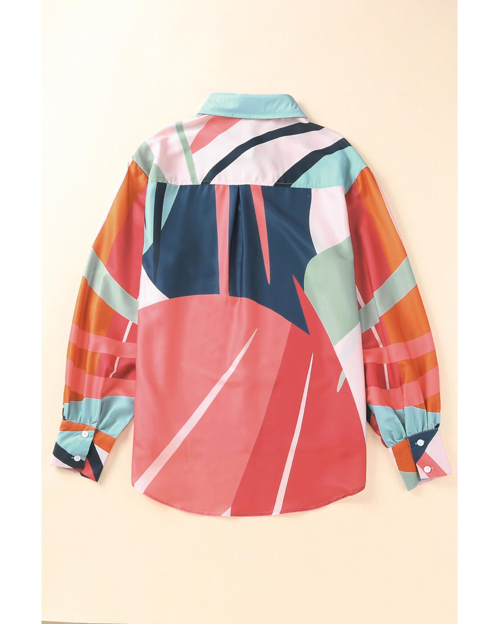Azura Exchange Abstract Print Cuffed Sleeve Shirt - 2XL