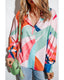 Azura Exchange Abstract Print Cuffed Sleeve Shirt - M