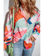 Azura Exchange Abstract Print Cuffed Sleeve Shirt - S